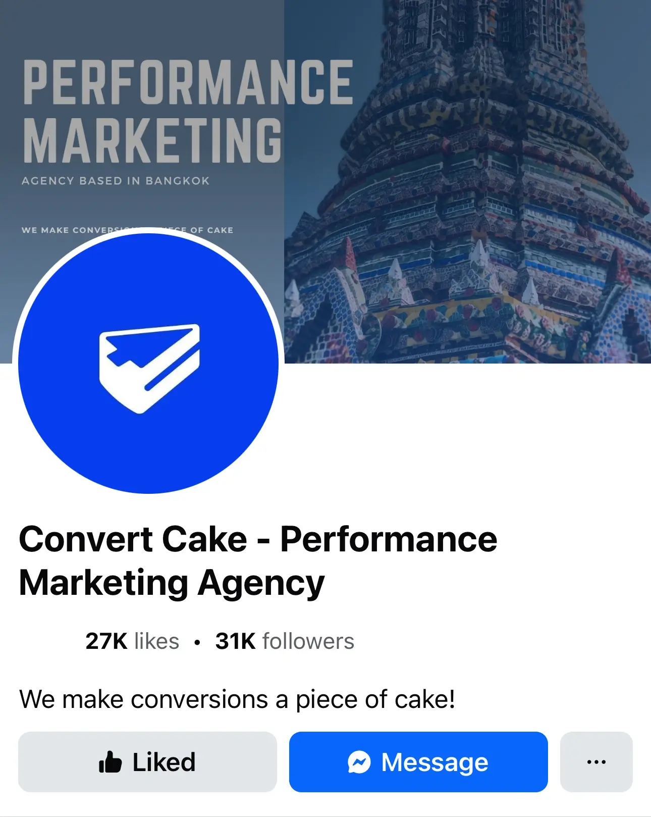Convert Cake's Facebook Profile Page